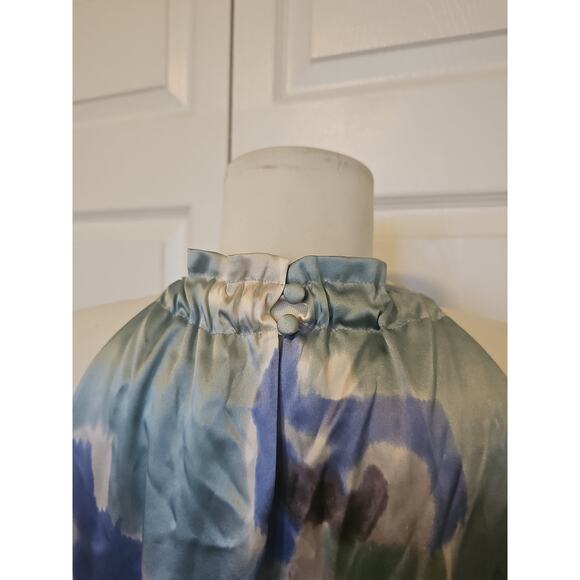 NWT Ann Taylor Silk Halter Dress Womens 4 Petite Watercolor Blue Green Wedding - Picture 16 of 16